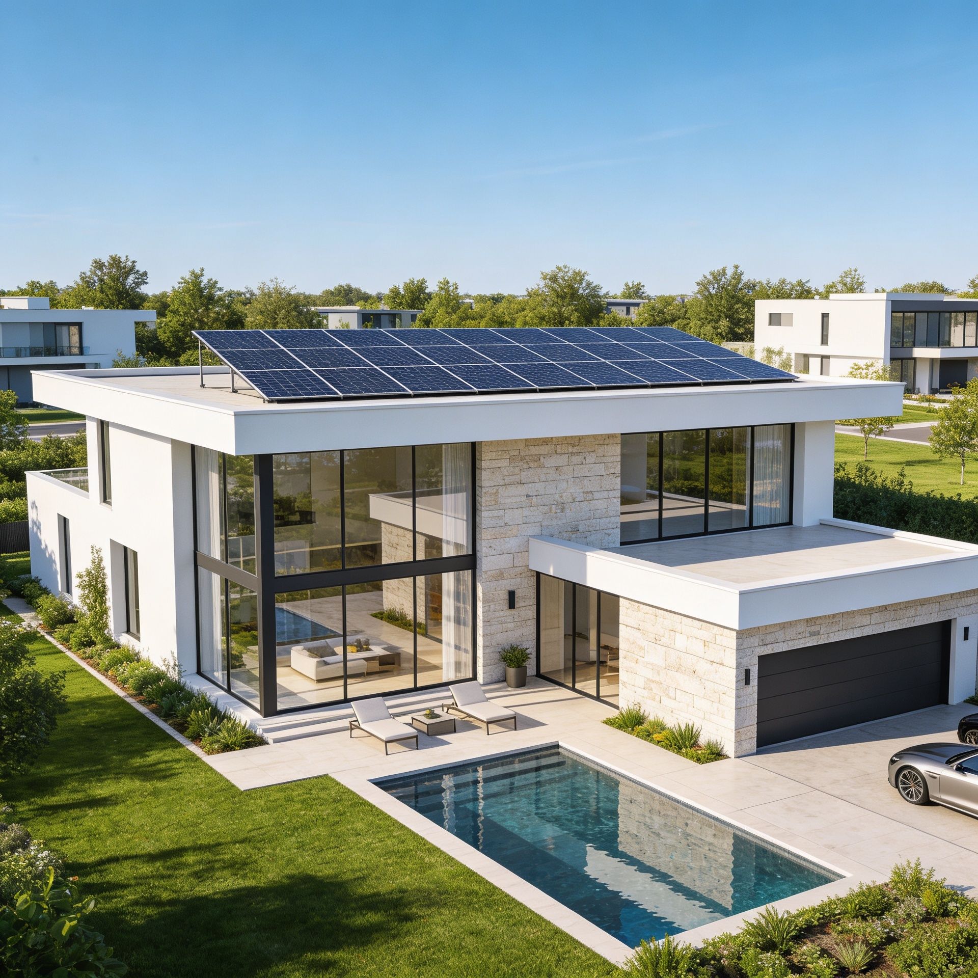 Home with a rooftop solar system